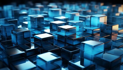 illusion of the blue design cubes