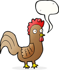 cartoon rooster with speech bubble