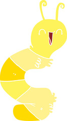 flat color style cartoon happy caterpillar