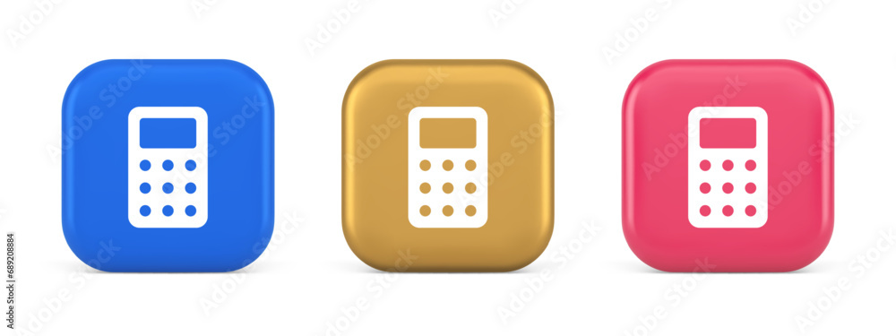 Poster calculator button mathematical number counting web application design 3d realistic icon