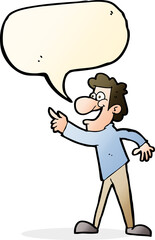 Fototapeta premium cartoon man pointing and laughing with speech bubble