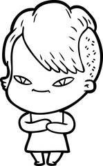 cute cartoon girl with hipster haircut