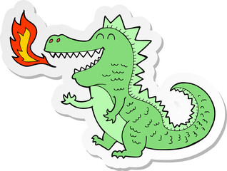 sticker of a cartoon fire breathing dragon