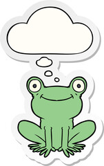 cartoon frog with thought bubble as a printed sticker