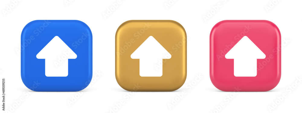 Poster arrow up button directional pointer cyberspace cursor 3d realistic icon
