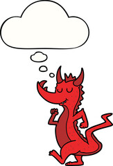 cartoon cute dragon with thought bubble