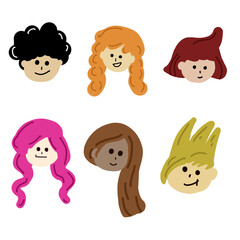 set of faces, compatibility, line art, head