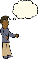 cartoon curious man with thought bubble