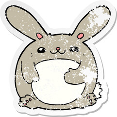 distressed sticker of a cartoon rabbit