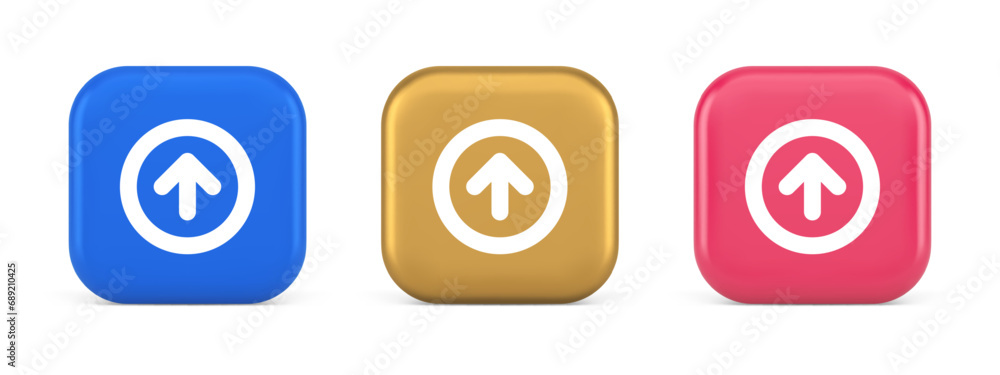 Aufkleber up arrow round border button cyberspace navigation pointer 3d realistic icon