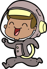 happy cartoon astronaut