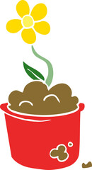 cartoon doodle flower pot