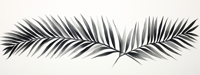 black and white painting of palm leaves