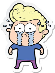 sticker of a cartoon crying man