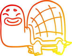 warm gradient line drawing of a cartoon spiky hedgehog