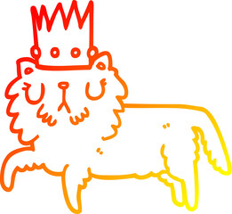 warm gradient line drawing of a cartoon cat wearing crown
