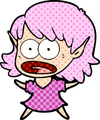cartoon shocked elf girl