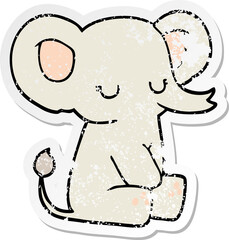 distressed sticker of a cartoon elephant