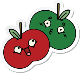 sticker of a cute cartoon juicy apple