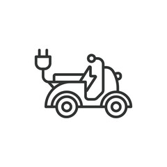 Electric Scooter, motorcycle line icon. Hybrid Vehicles. Eco friendly Moped with electric battery. Editable stroke. Vector illustration.