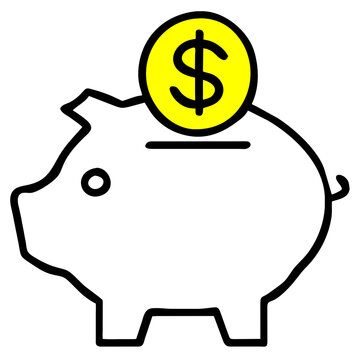 Piggy bank vector icon outline style. Isolated on background Fully scalable.