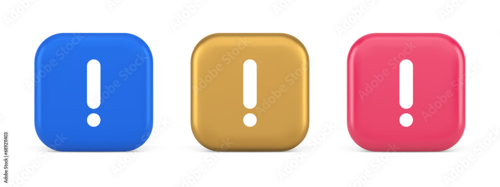 Aufkleber exclamation mark keyboard button important attention point cyberspace communication 3d icon