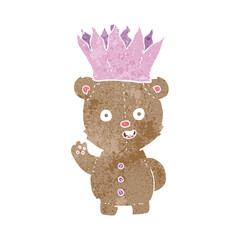 cartoon teddy bear wearing paper crown