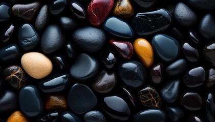 a decent black stones pattern - obrazy, fototapety, plakaty