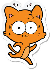Obraz na płótnie Canvas sticker of a cartoon surprised cat running