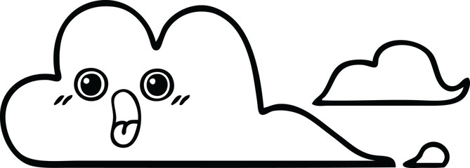 line drawing cartoon of a clouds