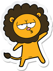 sticker of a cartoon tired lion