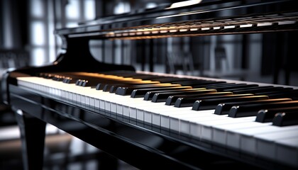 closeup shot of piano keys - obrazy, fototapety, plakaty