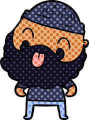 man with beard sticking out tongue
