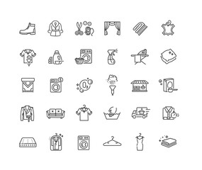 Laundry services related vector line icons - 689211697