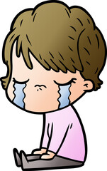 cartoon woman crying