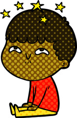 cartoon amazed boy