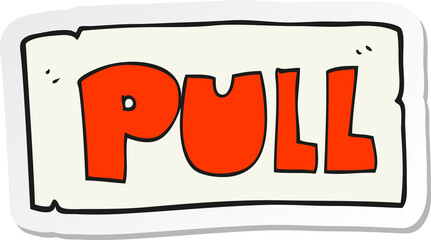 sticker of a cartoon door pull sign