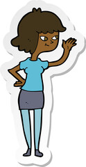 sticker of a cartoon friendly girl waving