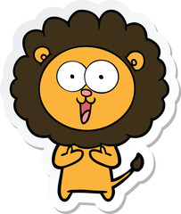 sticker of a happy cartoon lion