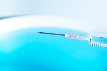 Close up of a syringe. Focus on numbers,macro syringe