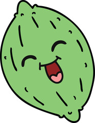 freehand drawn cartoon of a happy lemon