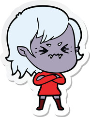 sticker of a annoyed cartoon vampire girl
