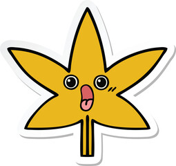 sticker of a cute cartoon autumnal leaf