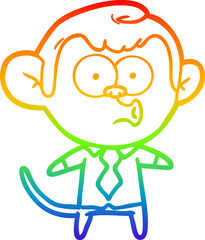Obraz premium rainbow gradient line drawing of a cartoon office monkey
