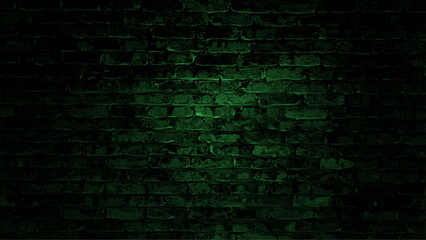 design element. dark edges green brick wall texture
