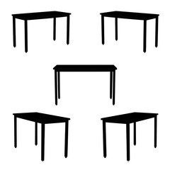 Set of Table Silhouettes form different angles