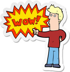 sticker of a cartoon amazed man