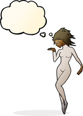 cartoon future space woman with thought bubble