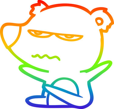 recommend clip art: rainbow gradient line drawing of a angry bear cartoon