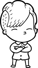 cartoon squinting girl